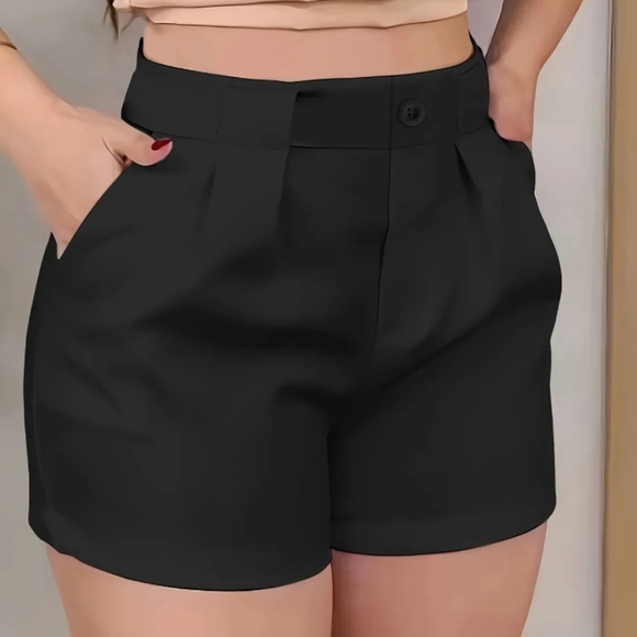 APT 103 Pants - Chic High Waist Black Women's Shorts